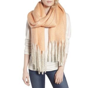 NEW Free People  Kensington Herringbone Sherbet 🍊 Brushed Fringed Scarf Z400-3